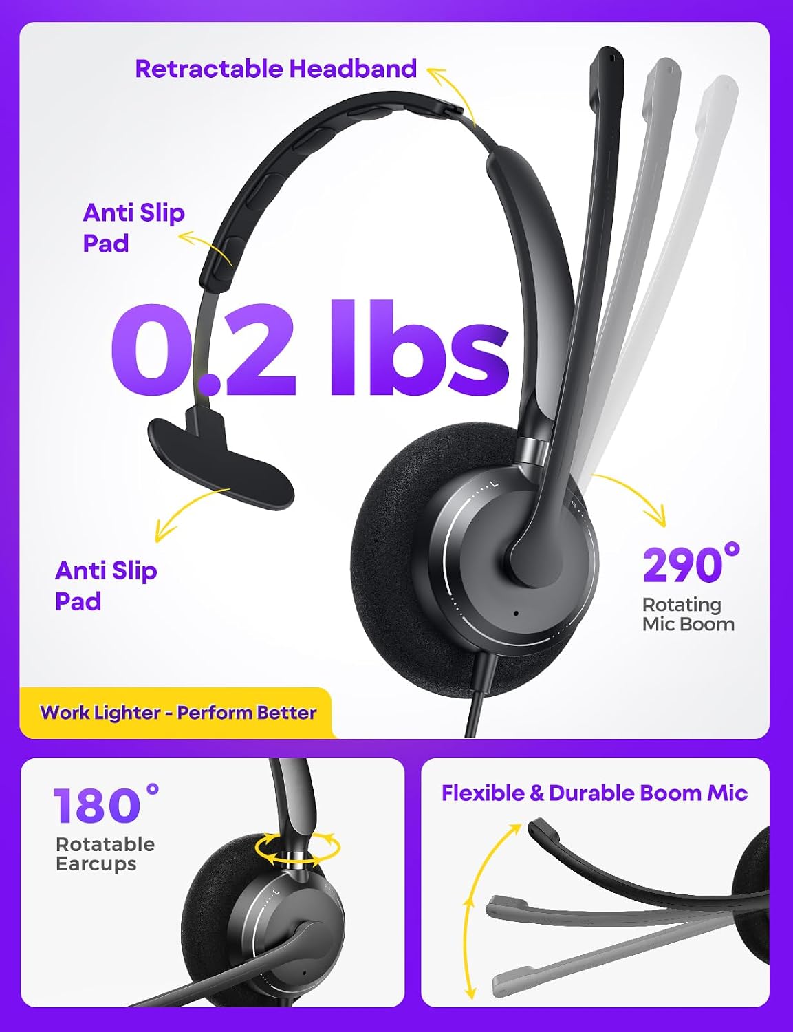 HEADSET PARA LLAMADAS CON MICRÓFONO ACPANORE SINGLE EAR PARA PC - 5