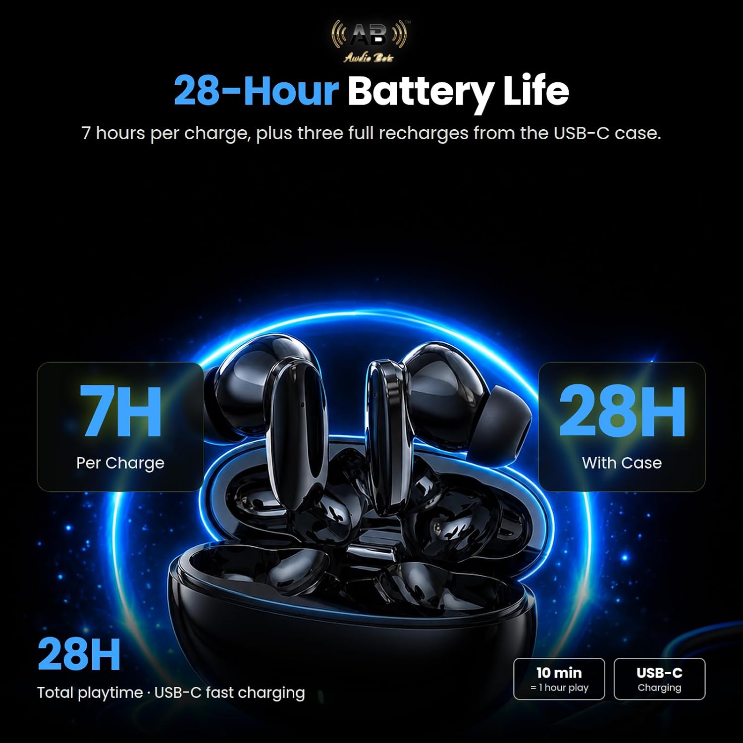 AUDÍFONOS INALÁMBRICOS AWDIO BOTS EVERYDAY SERIES BLUETOOTH IN EAR CON MICRÓFONO NEGRO - 3