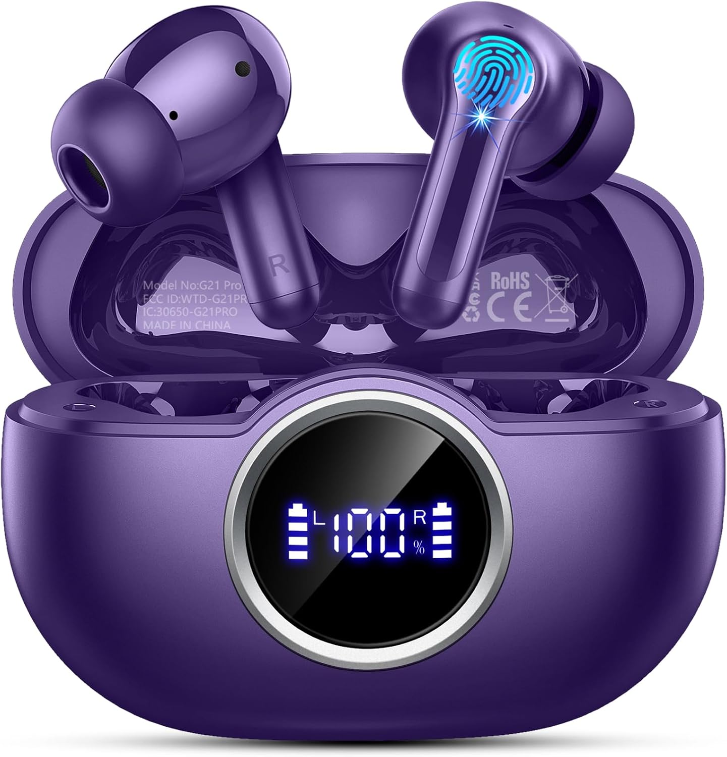 AUDÍFONOS INALÁMBRICOS BLUETOOTH 5.4 RINSMOLA G21PRO MORADO - 1