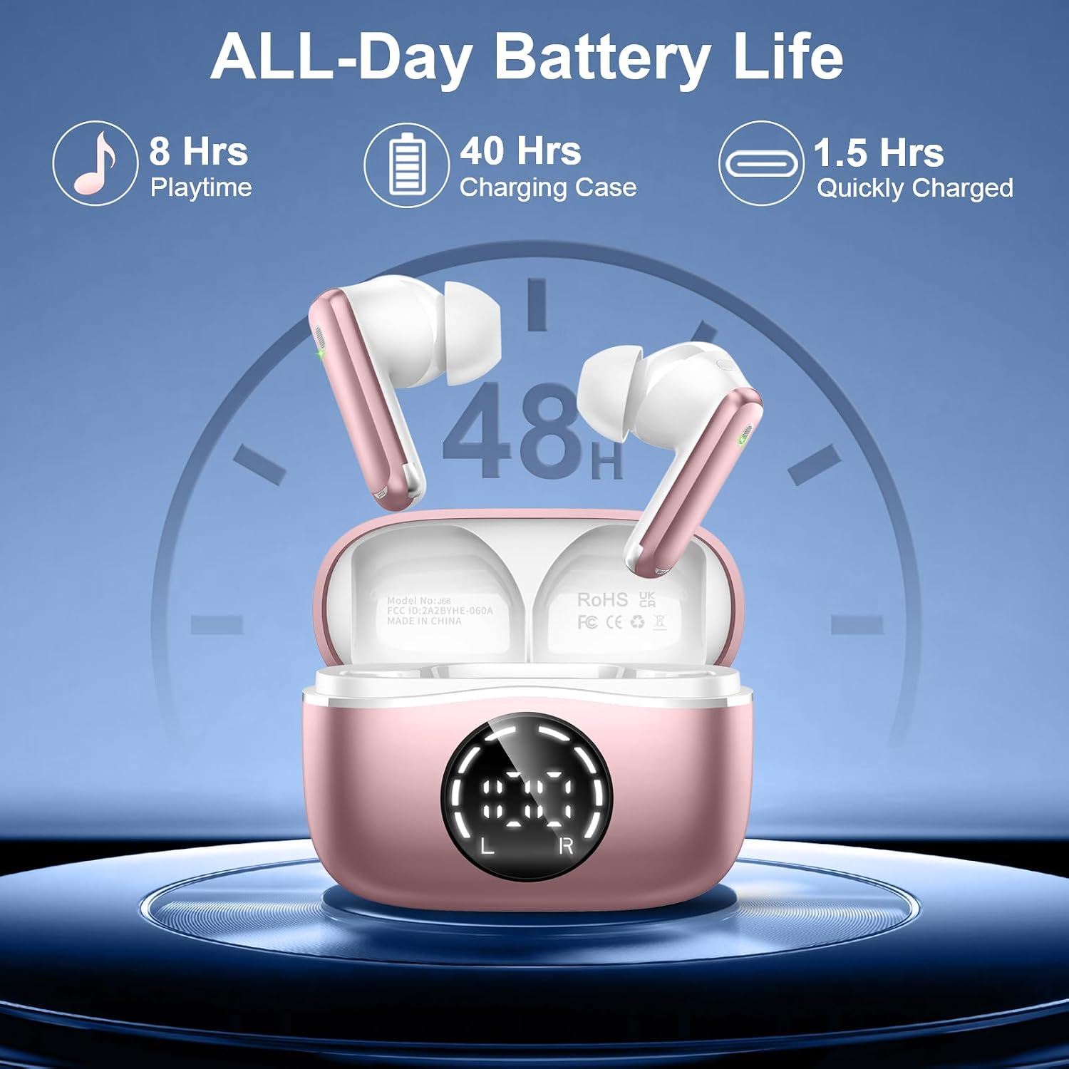 AUDÍFONOS BLUETOOTH RINSMOLA 5.4 TRUE WIRELESS CON 48 HORAS DE REPRODUCCIÓN - 4