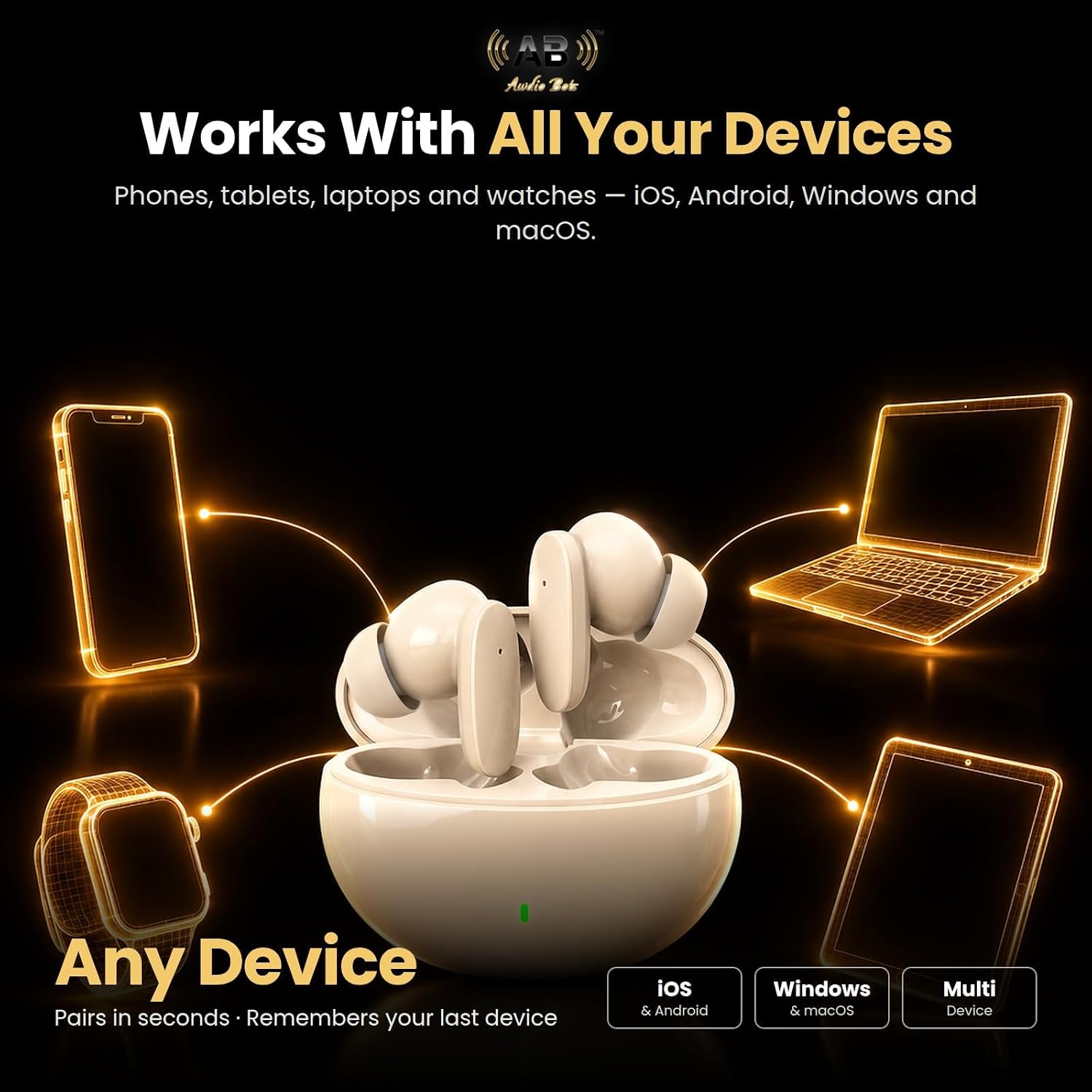 AUDÍFONOS INALÁMBRICOS AWDIO BOTS EVERYDAY SERIES BLUETOOTH TRUE WIRELESS EGGSHELL - 4