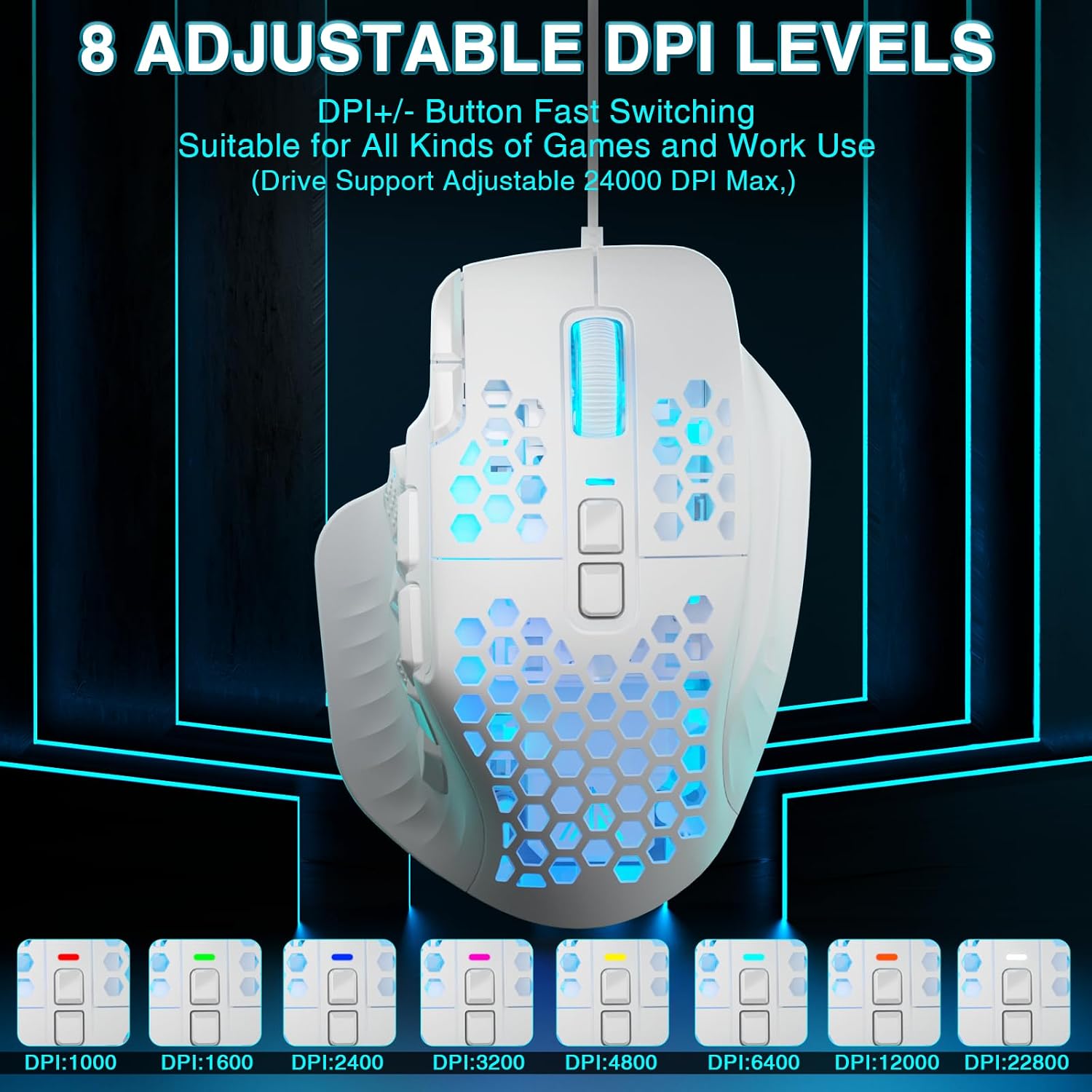 MOUSE GAMING CABLEADO SOLAKAKA SM809 BLANCO - 2