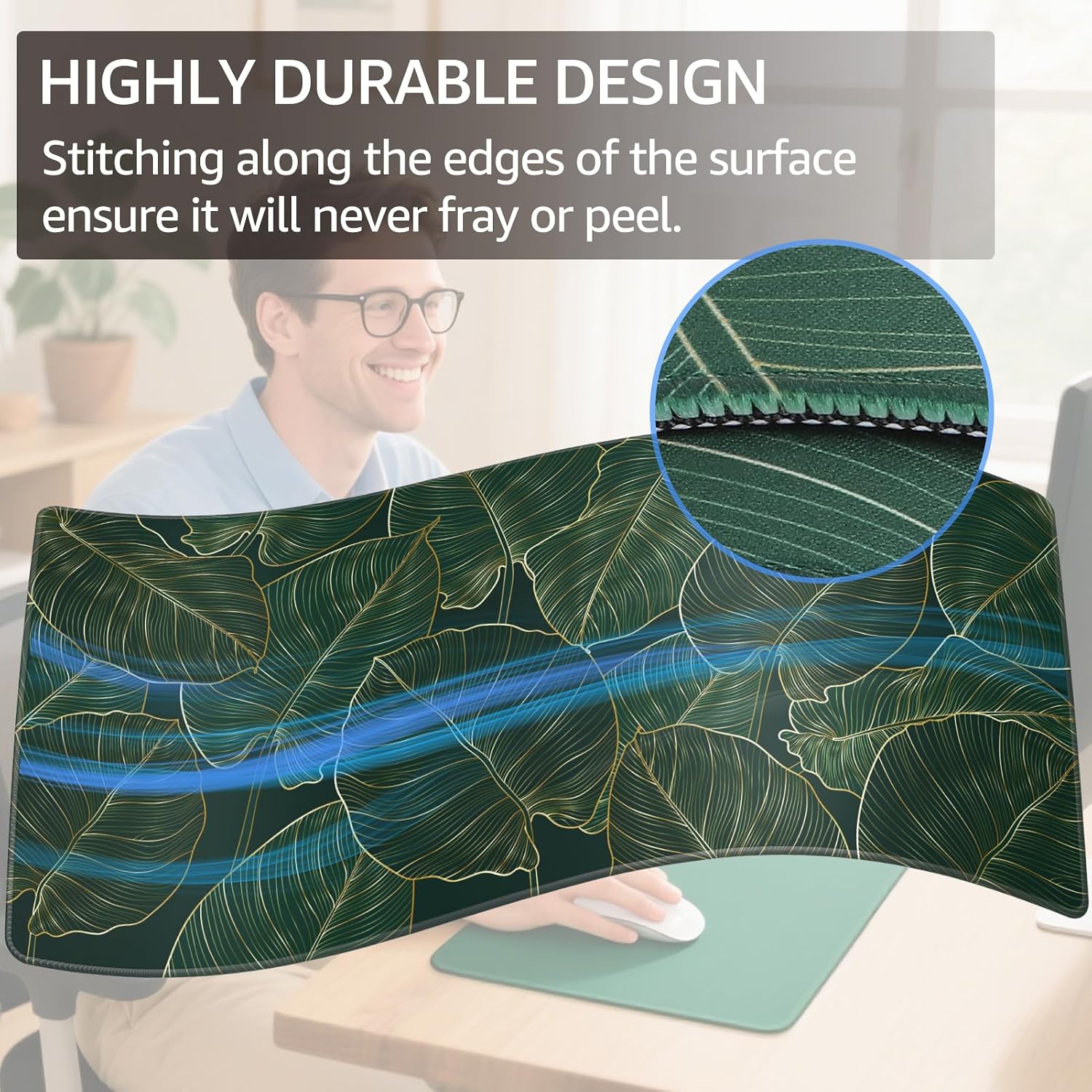 MOUSE PAD GRANDE PARA GAMING KTRIO XXL 80 X 40 CM HOJAS DORADAS - 3