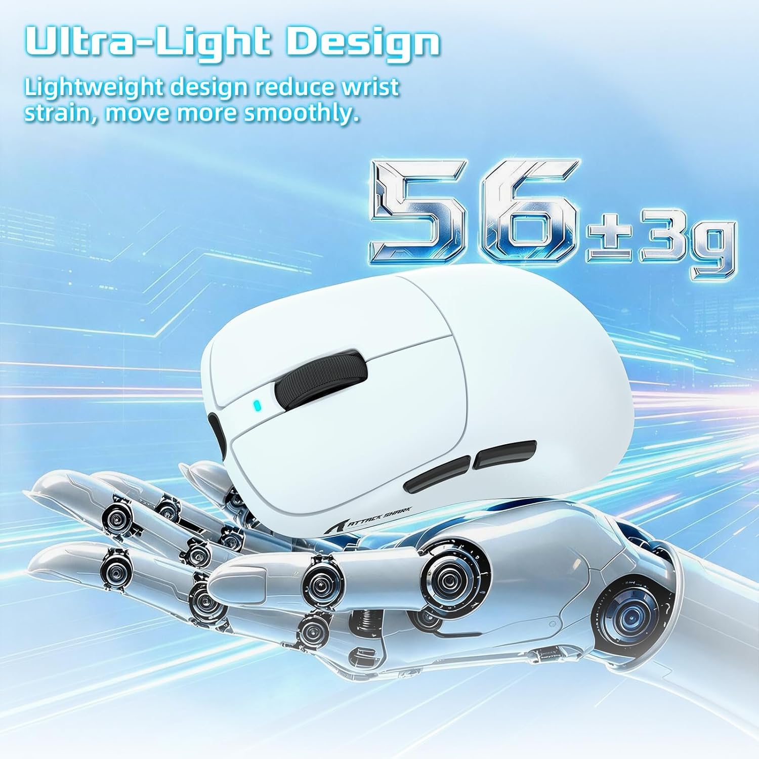 MOUSE INALÁMBRICO PARA GAMING MAMBASNAKE ATTACK SHARK V2 AIR 60K DPI BLANCO - 5