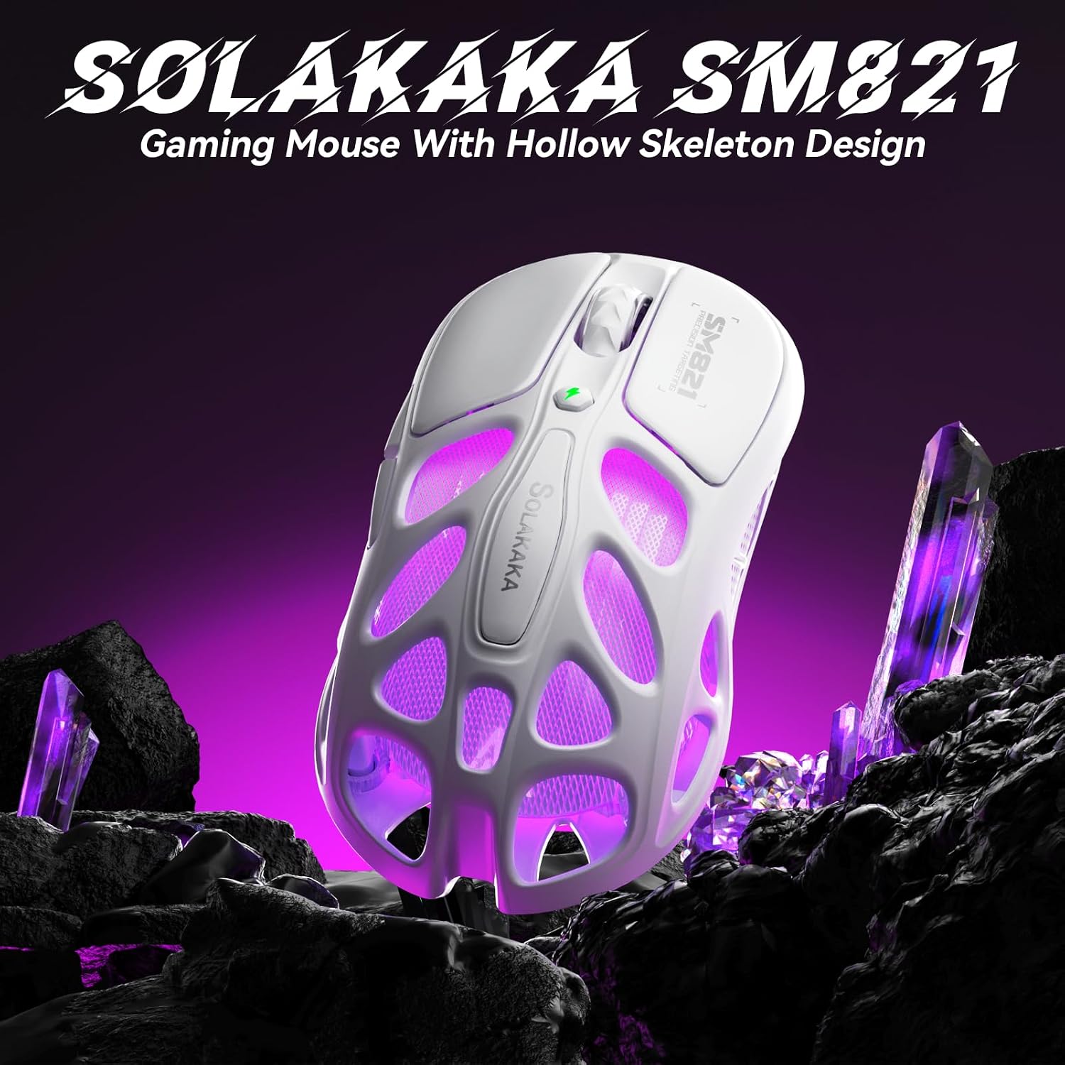 MOUSE GAMING INALÁMBRICO STRIKONX SOLAKAKA SM821 CON BASE MAGNÉTICA DE CARGA - 2