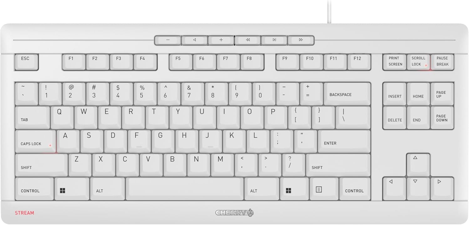 TECLADO CHERRY STREAM KEYBOARD TKL CABLEADO SIN TECLADO NUMÉRICO BLANCO-GRIS - 1