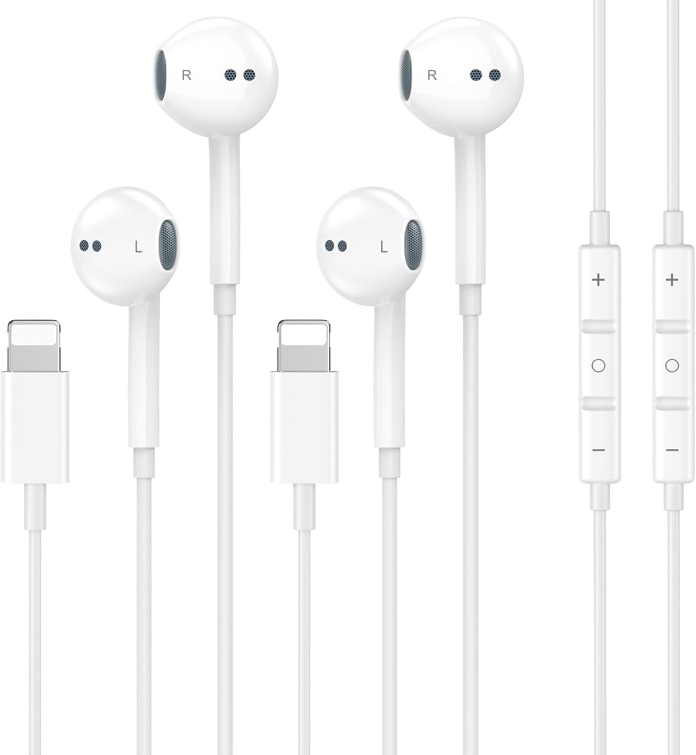 AUDÍFONOS CON CABLE PARA IPHONE 14 13 12 PRO MAX 2 PACK IIOZO CERTIFICADOS APPLE MFI - 1