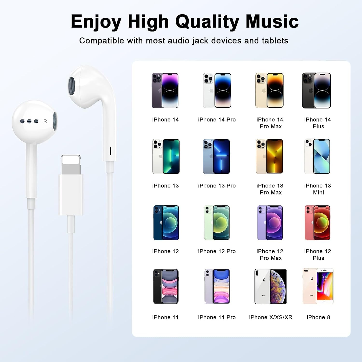 AUDÍFONOS CON CABLE PARA IPHONE 14 13 12 PRO MAX 2 PACK IIOZO CERTIFICADOS APPLE MFI - 5