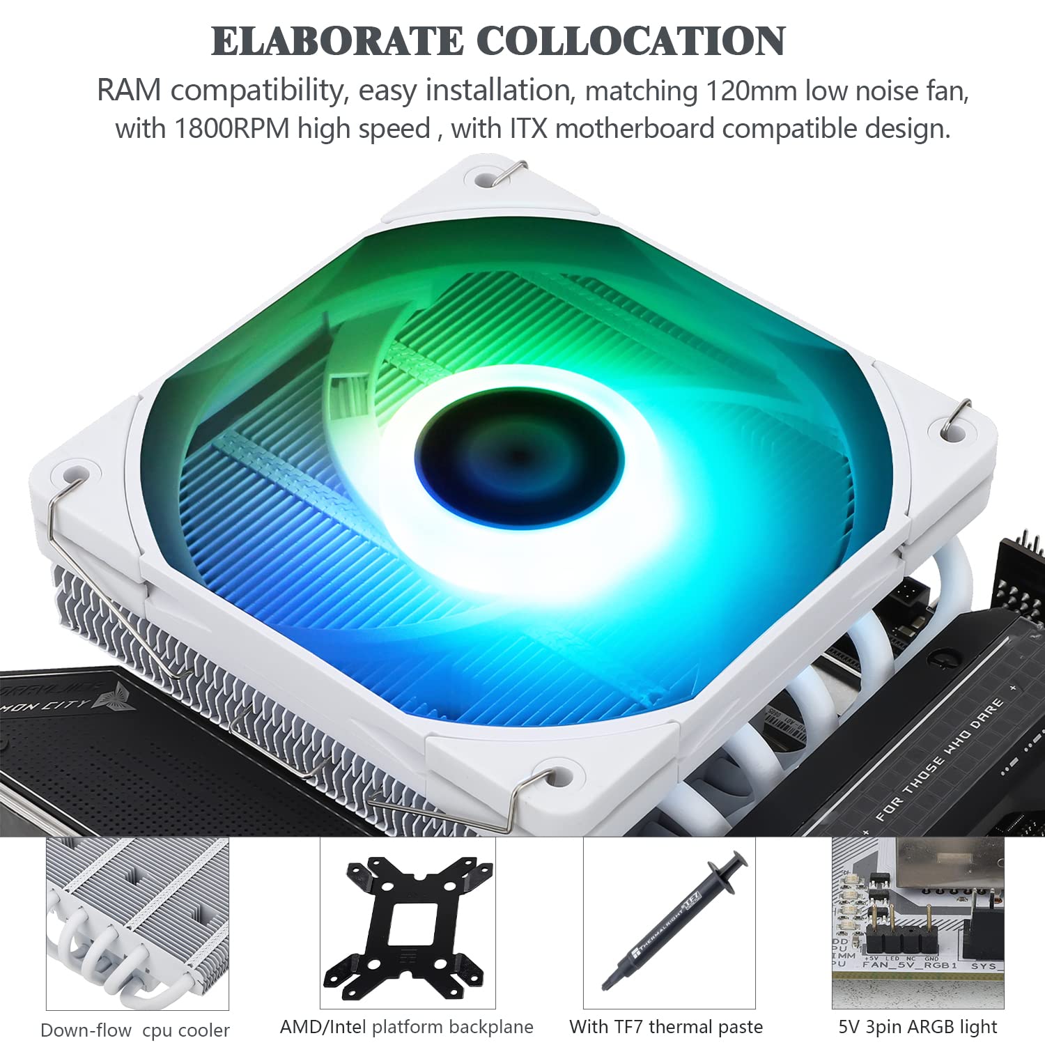 ENFRIADOR DE CPU THERMALRIGHT AXP120-X67 BLANCO ARGB BAJO PERFIL 67MM CON VENTILADOR PWM 120MM - 5