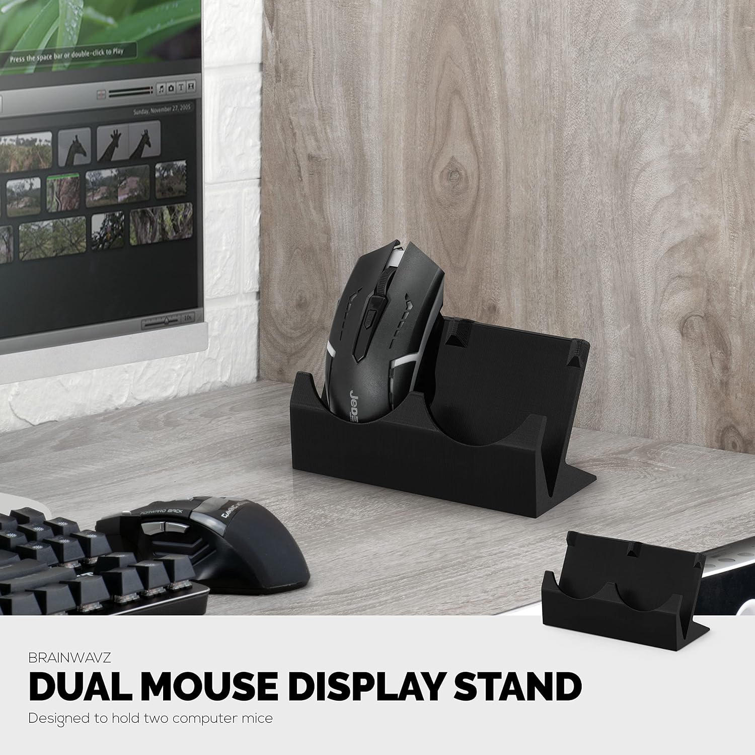 SOPORTE DE ESCRITORIO PARA DOS MOUSES BRAINWAVZ DM01 - 3
