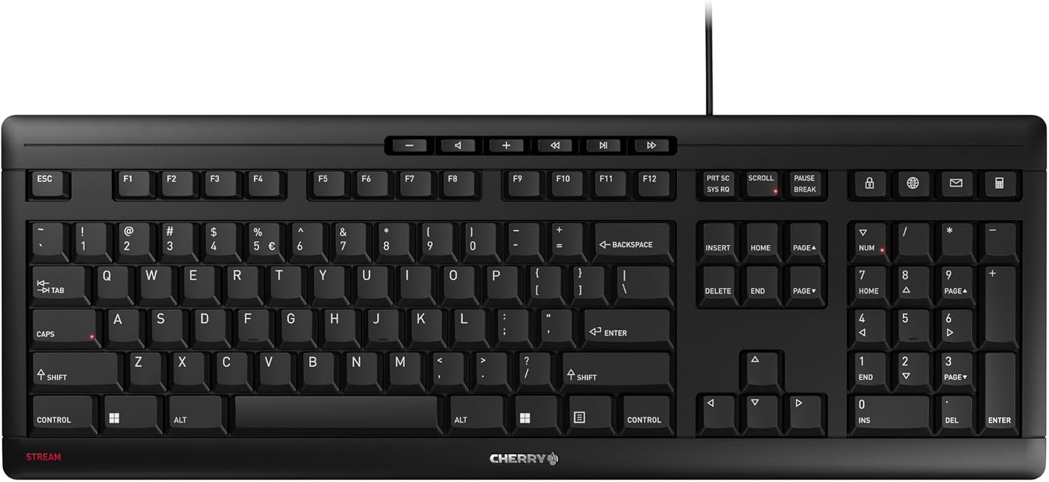 TECLADO CHERRY STREAM CON CABLE, TECLAS SILENCIOSAS, COLOR NEGRO - 1