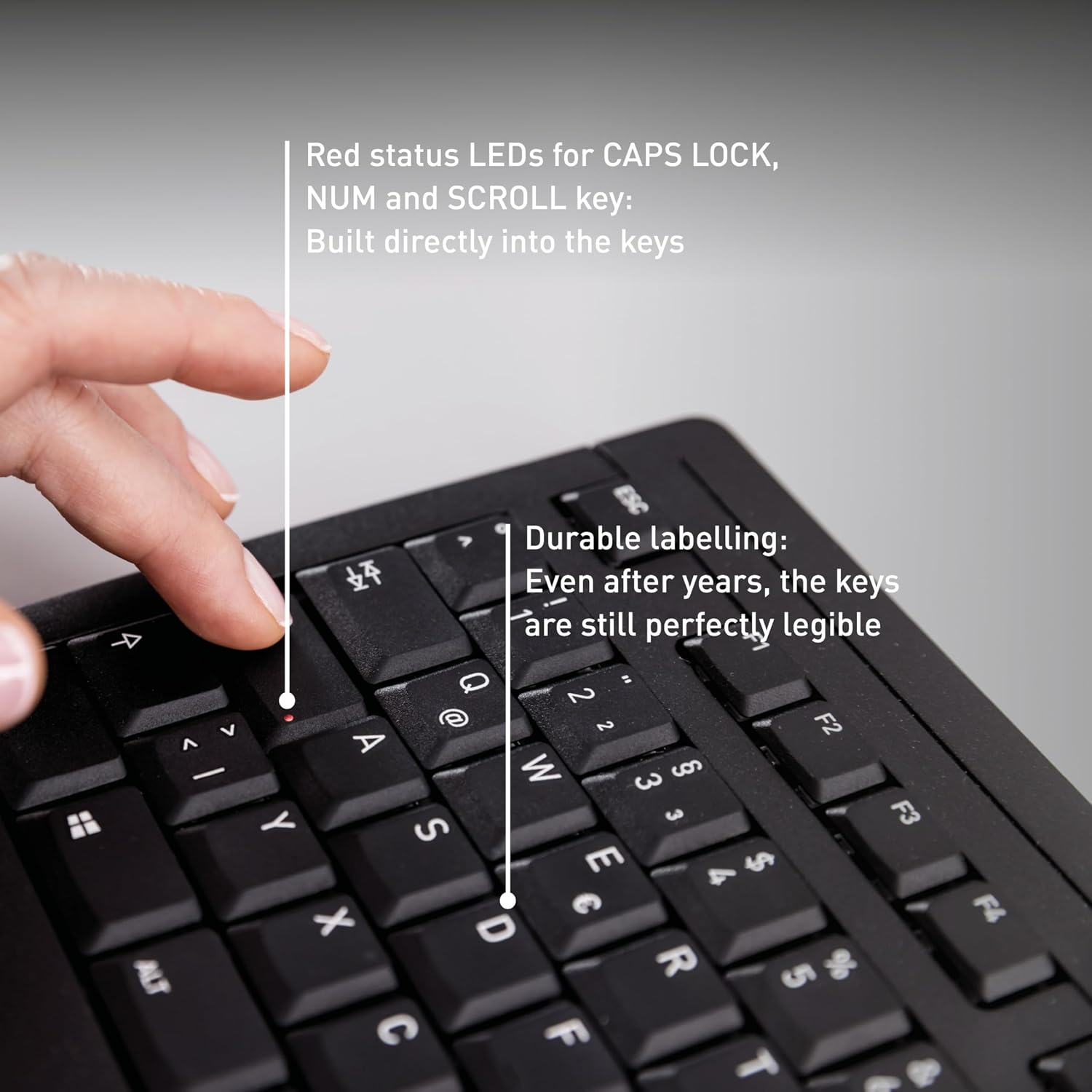TECLADO CHERRY STREAM CON CABLE, TECLAS SILENCIOSAS, COLOR NEGRO - 5