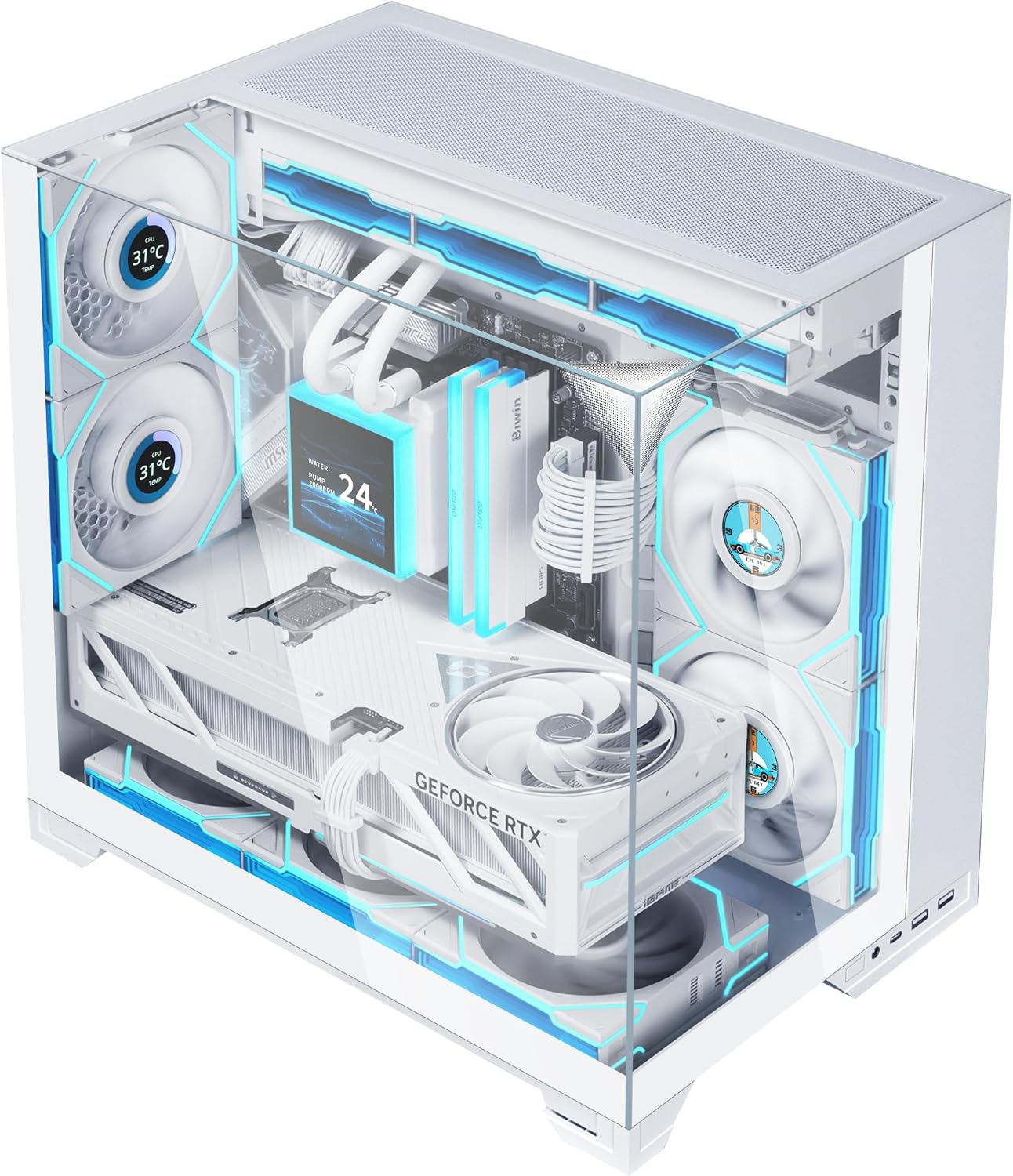 GABINETE PARA PC LIAN LI O11 VISION-M MATX BLANCO CON VENTILADOR 140MM - 2