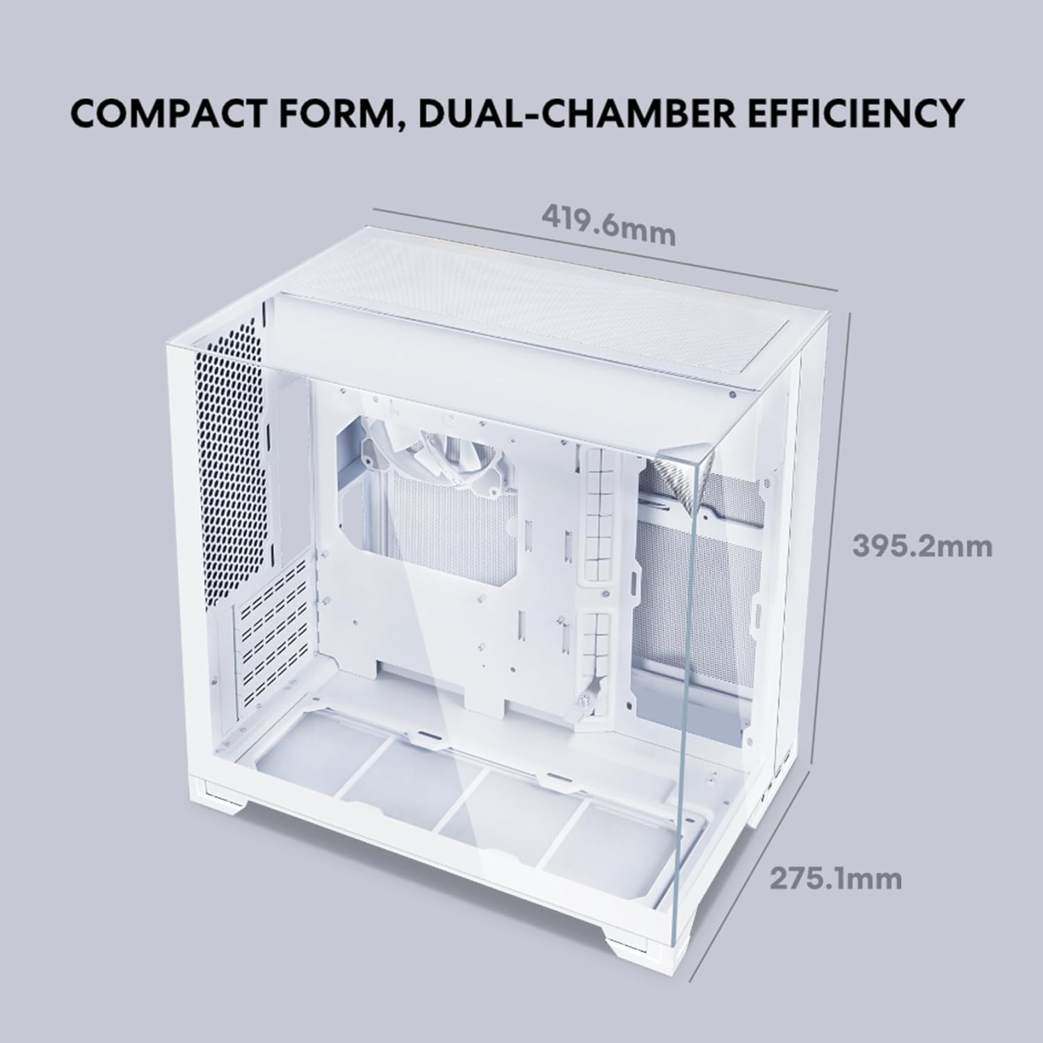 GABINETE PARA PC LIAN LI O11 VISION-M MATX BLANCO CON VENTILADOR 140MM - 3
