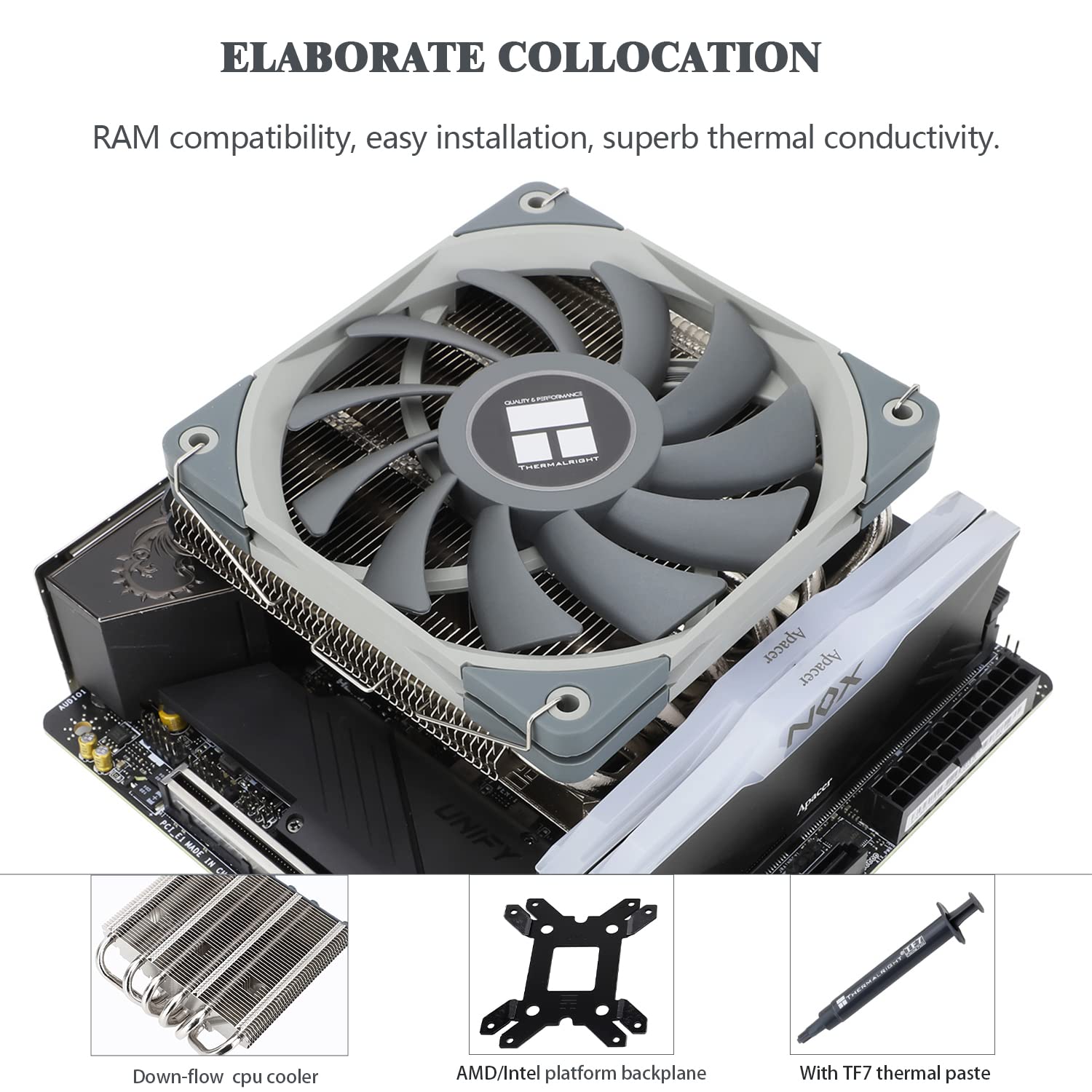 ENFRIADOR DE CPU THERMALRIGHT AXP120-X67 BAJO PERFIL CON VENTILADOR PWM 120MM Y 6 HEATPIPES - 4