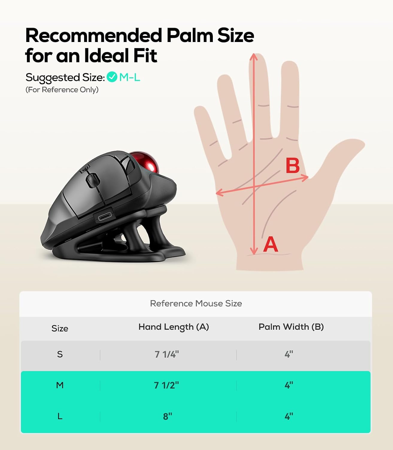 MOUSE INALÁMBRICO CON TRACKBALL ERGONÓMICO NULEA CON SOPORTE INCLINADO 21.7° Y CONTROL CON PULGAR - 2