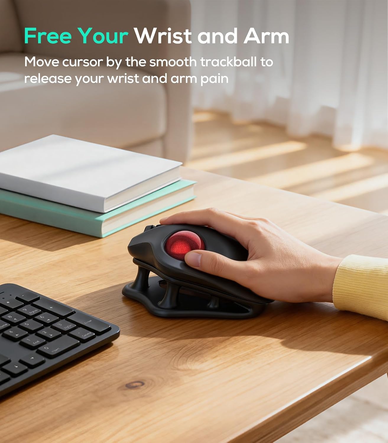 MOUSE INALÁMBRICO CON TRACKBALL ERGONÓMICO NULEA CON SOPORTE INCLINADO 21.7° Y CONTROL CON PULGAR - 5