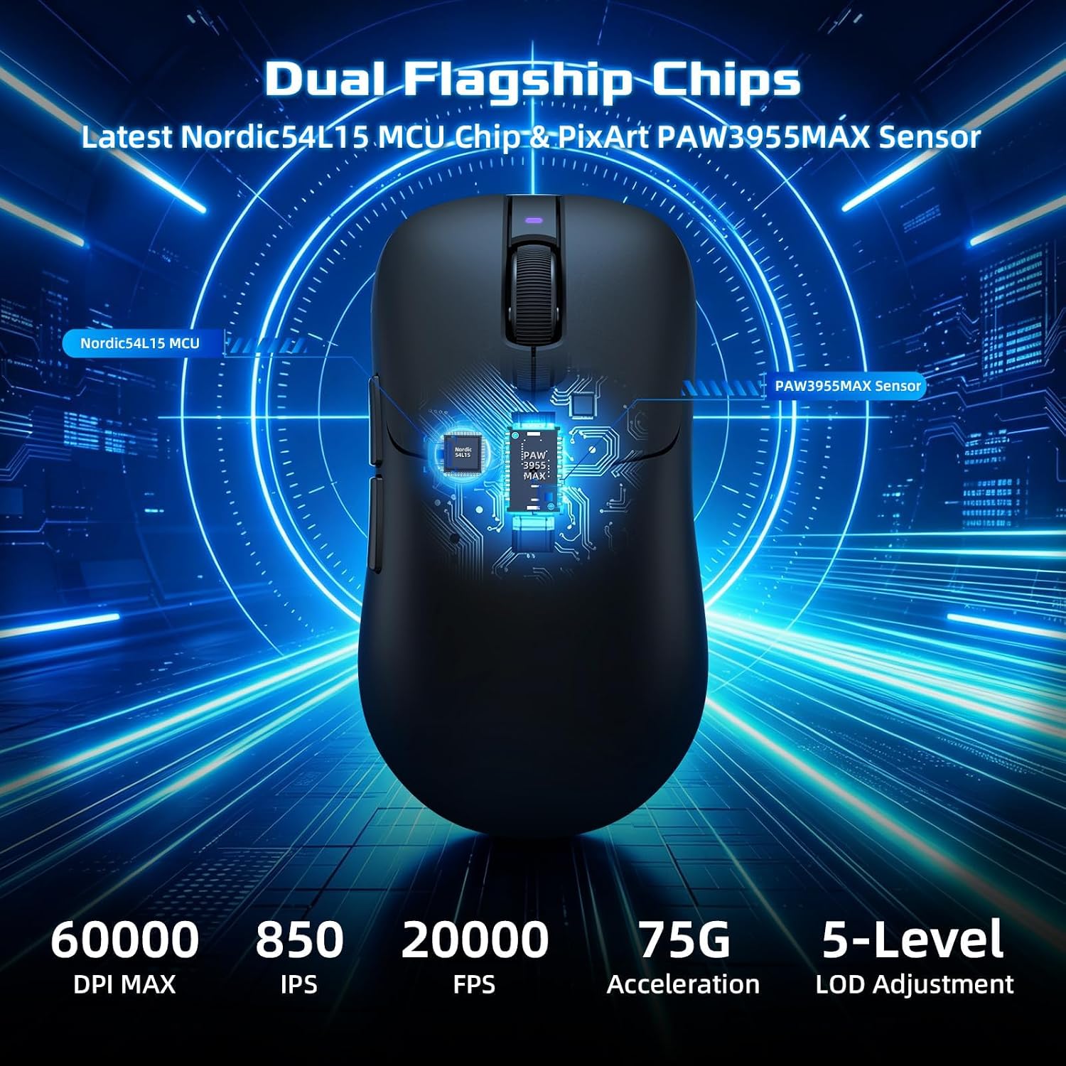 MOUSE INALÁMBRICO PARA GAMING MAMBASNAKE ATTACK SHARK V2 AIR 8K 52G NEGRO - 4