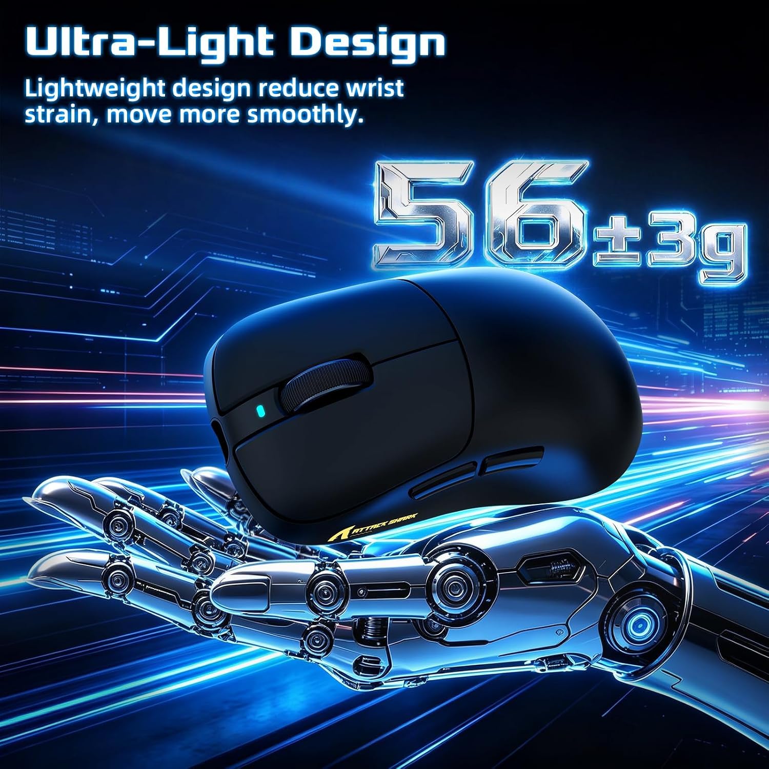 MOUSE INALÁMBRICO PARA GAMING MAMBASNAKE ATTACK SHARK V2 AIR 8K 52G NEGRO - 5