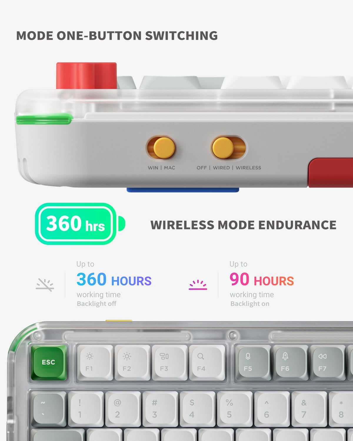 TECLADO MECÁNICO INALÁMBRICO NUPHY KICK75 75% CON VOLUMEN, 80 TECLAS RGB, HOT SWAPPABLE, BLUETOOTH/2.4G/USB-C, RED NANO SWITCH - 2