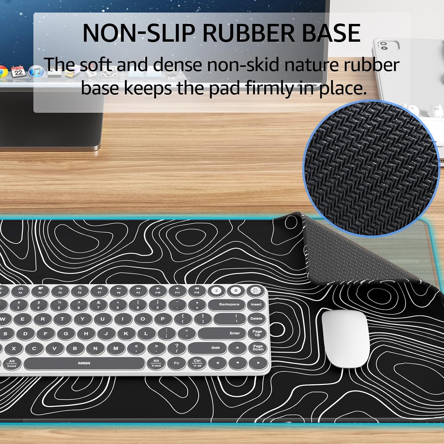 MOUSE PAD GRANDE PARA GAMING KTRIO XL 80 X 30 CM NEGRO TOPOGRÁFICO - 4