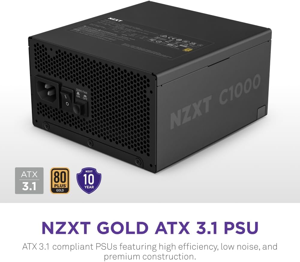 FUENTE DE PODER NZXT C1000 GOLD ATX 3.1 1000W NEGRA - 2