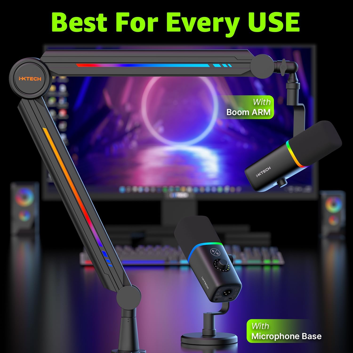 MICRÓFONO USB IXTECH GAMING CON CANCELACIÓN DE RUIDO Y LUCES RGB - 2