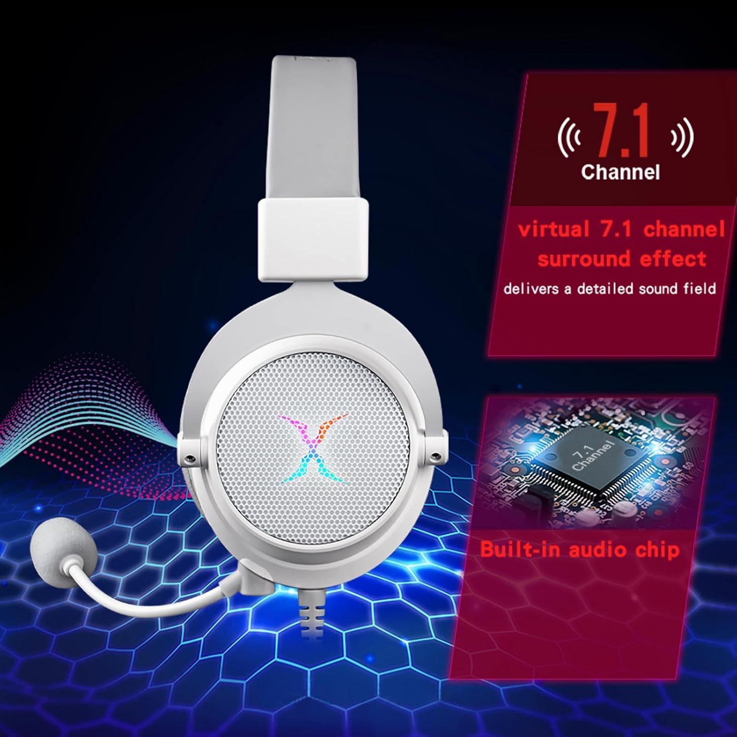 AUDÍFONOS PARA GAMING FOXXRAY HAU-37 USB CON SONIDO 7.1 Y MICRÓFONO - 3