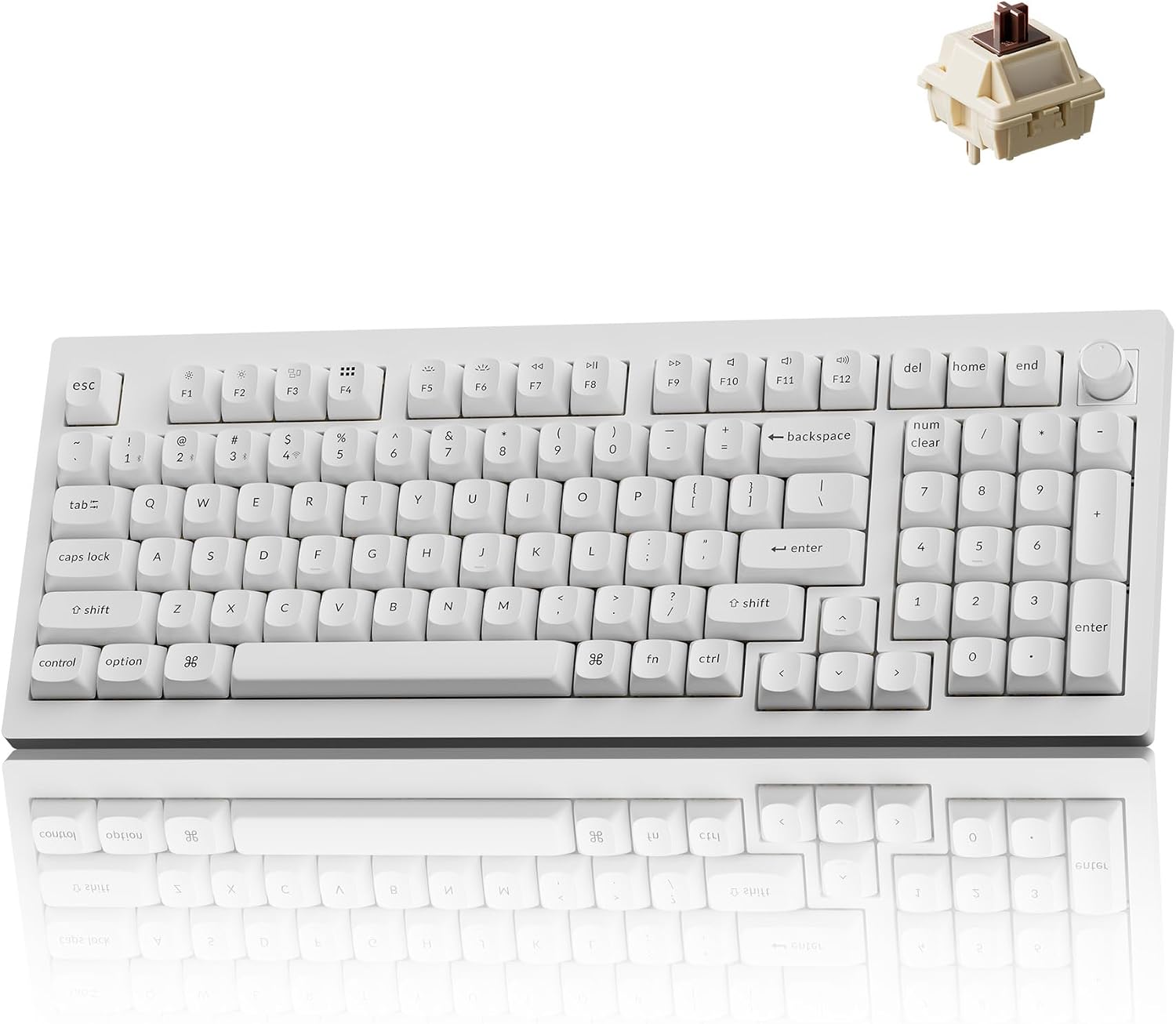 TECLADO MECÁNICO INALÁMBRICO KEYCHRON V5 ULTRA 96% BROWN SWITCH BLANCO - 1