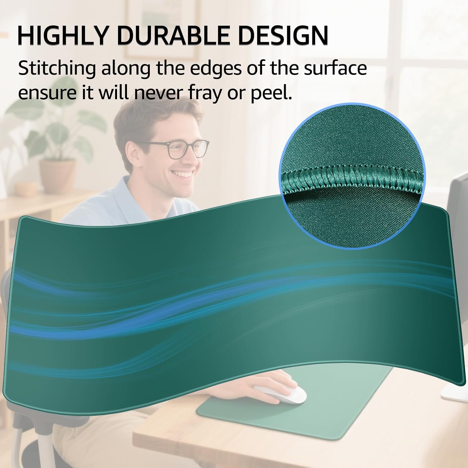 MOUSE PAD GRANDE PARA GAMING KTRIO XXL 80 X 40 CM VERDE BOSQUE - 3
