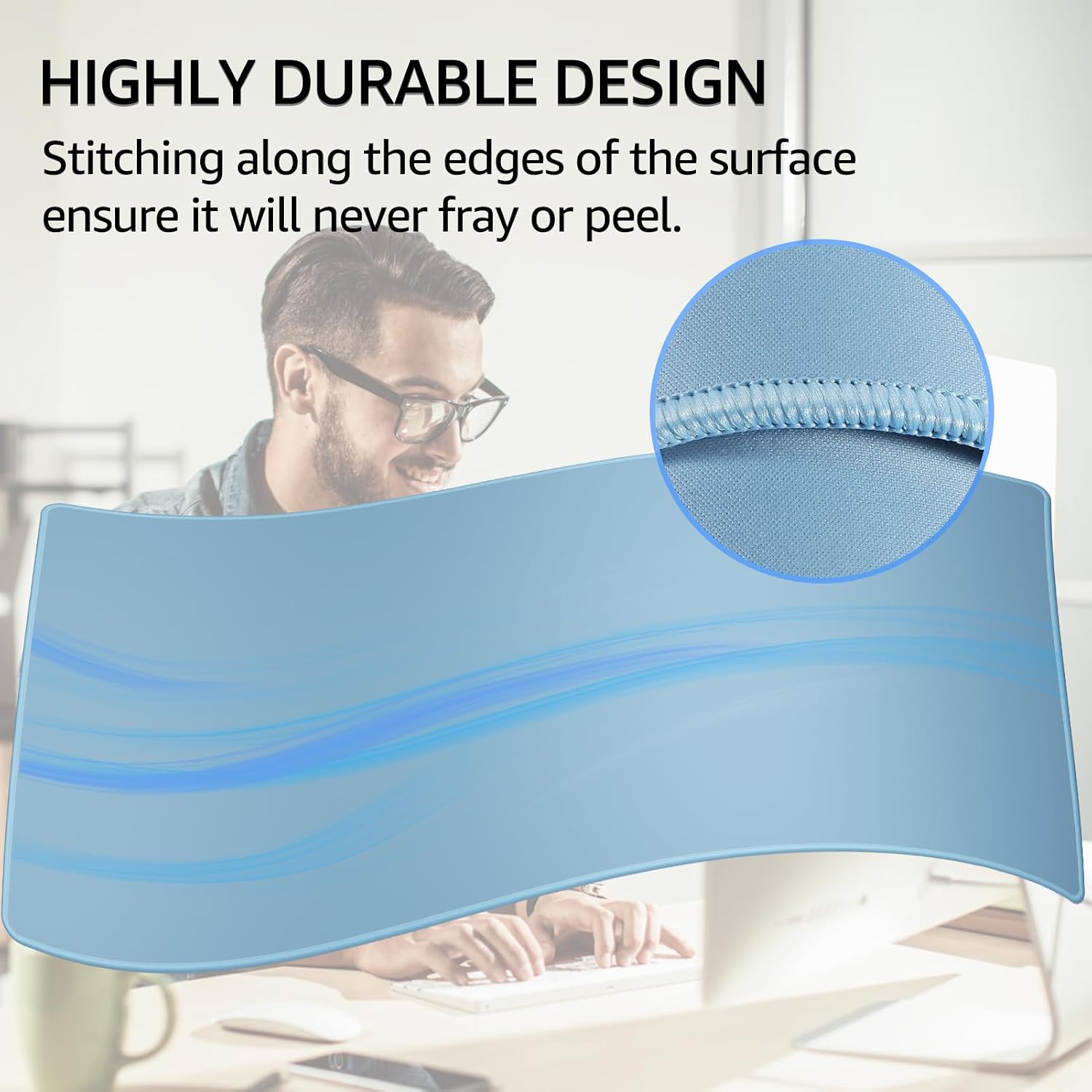 MOUSE PAD GRANDE PARA GAMING KTRIO XXL 80 X 40 CM AZUL HIELO - 3