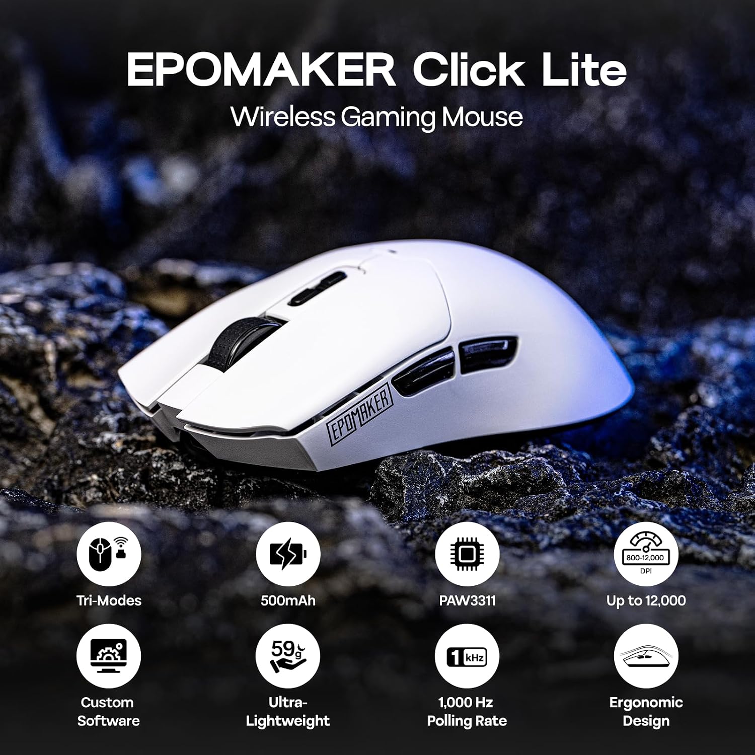 MOUSE GAMER EPOMAKER CLICK LITE WIRELESS BLANCO 12000 DPI - 2