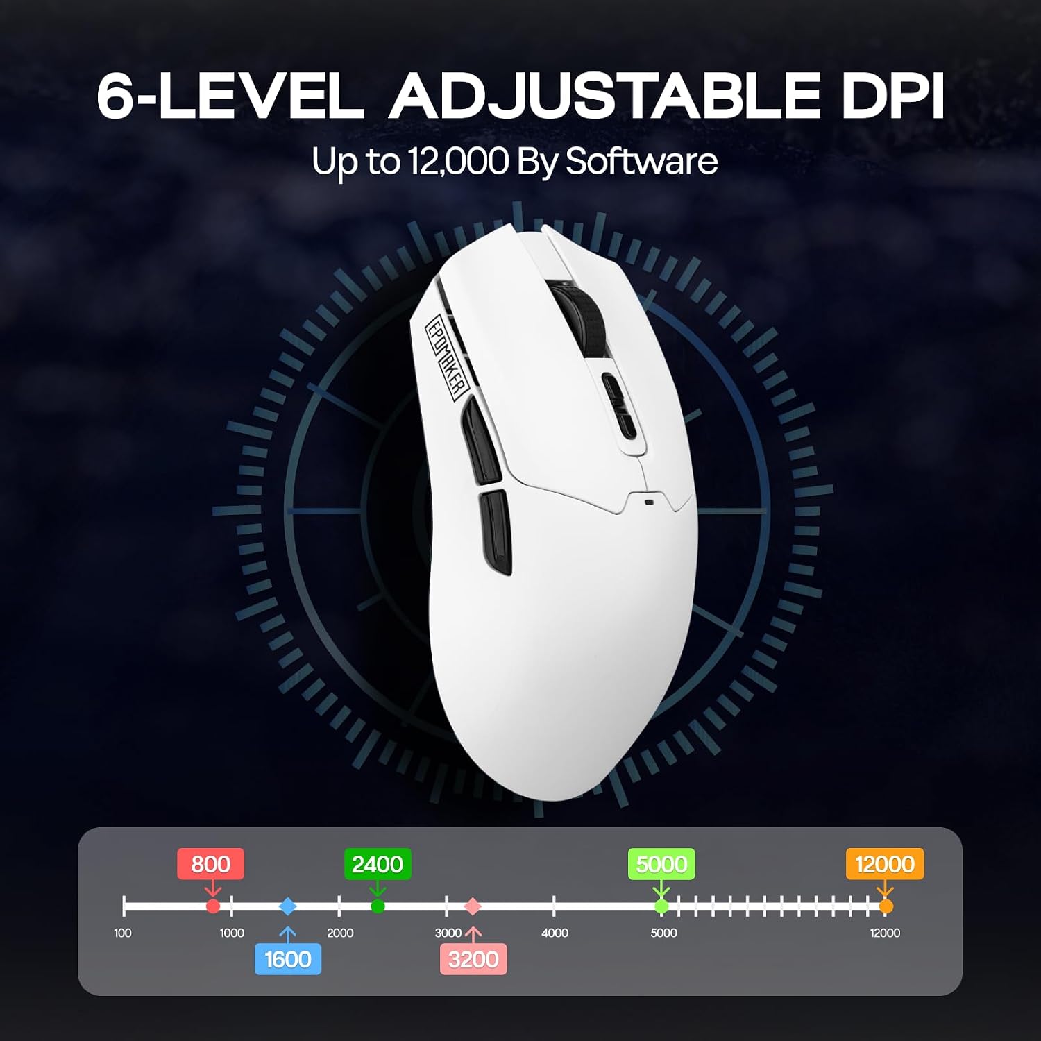 MOUSE GAMER EPOMAKER CLICK LITE WIRELESS BLANCO 12000 DPI - 5