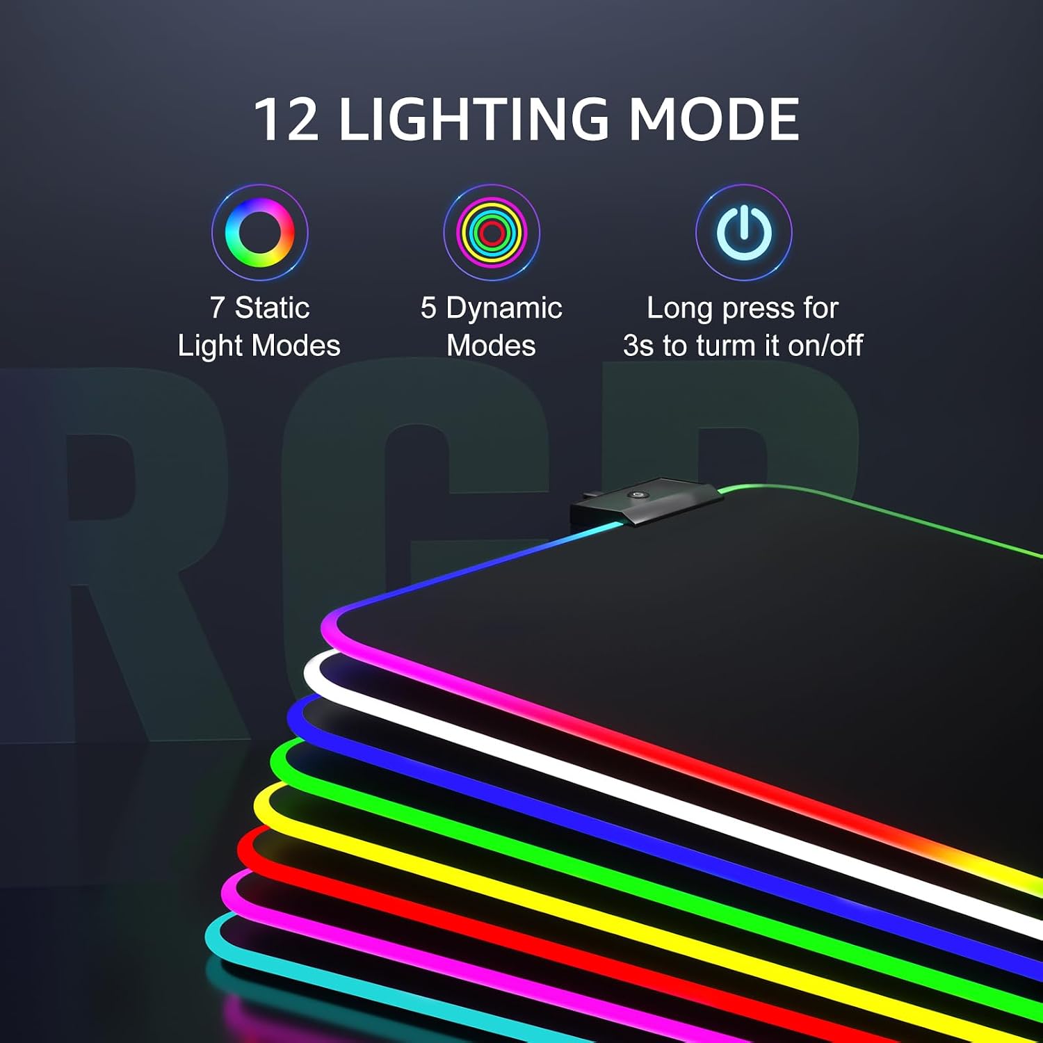MOUSE PAD GAMER KTRIO RGB XL 80 X 30 CM NEGRO - 2