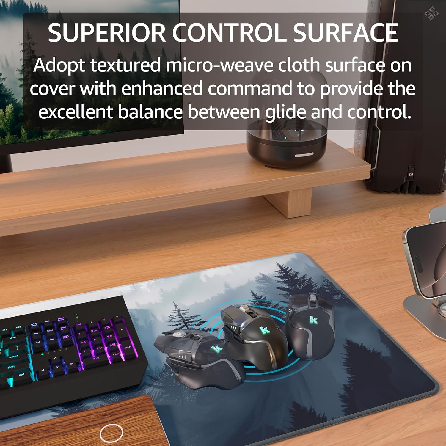 MOUSE PAD GRANDE PARA GAMING KTRIO XL 80 X 30 CM CLOUD FOREST - 2