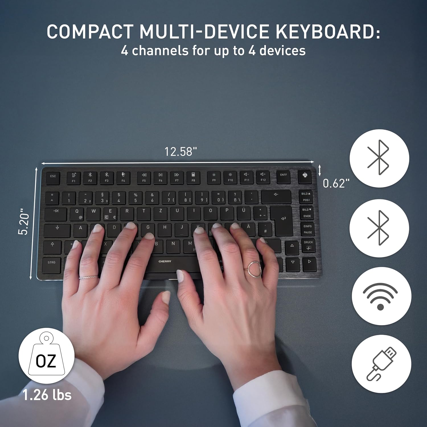TECLADO MECÁNICO COMPACTO INALÁMBRICO CHERRY KW X ULP 2.0 MINI NEGRO - 2