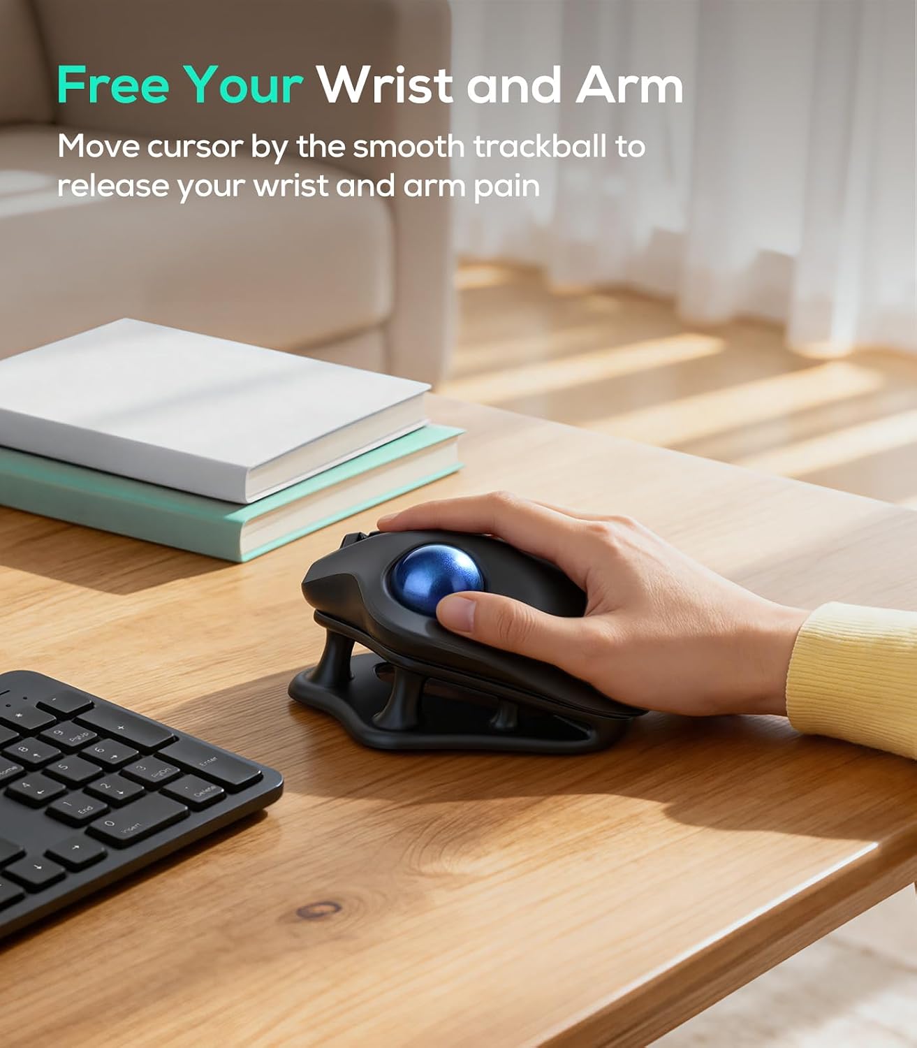 MOUSE INALÁMBRICO CON TRACKBALL ERGONÓMICO NULEA CON SOPORTE INCLINADO 21.7° - 4