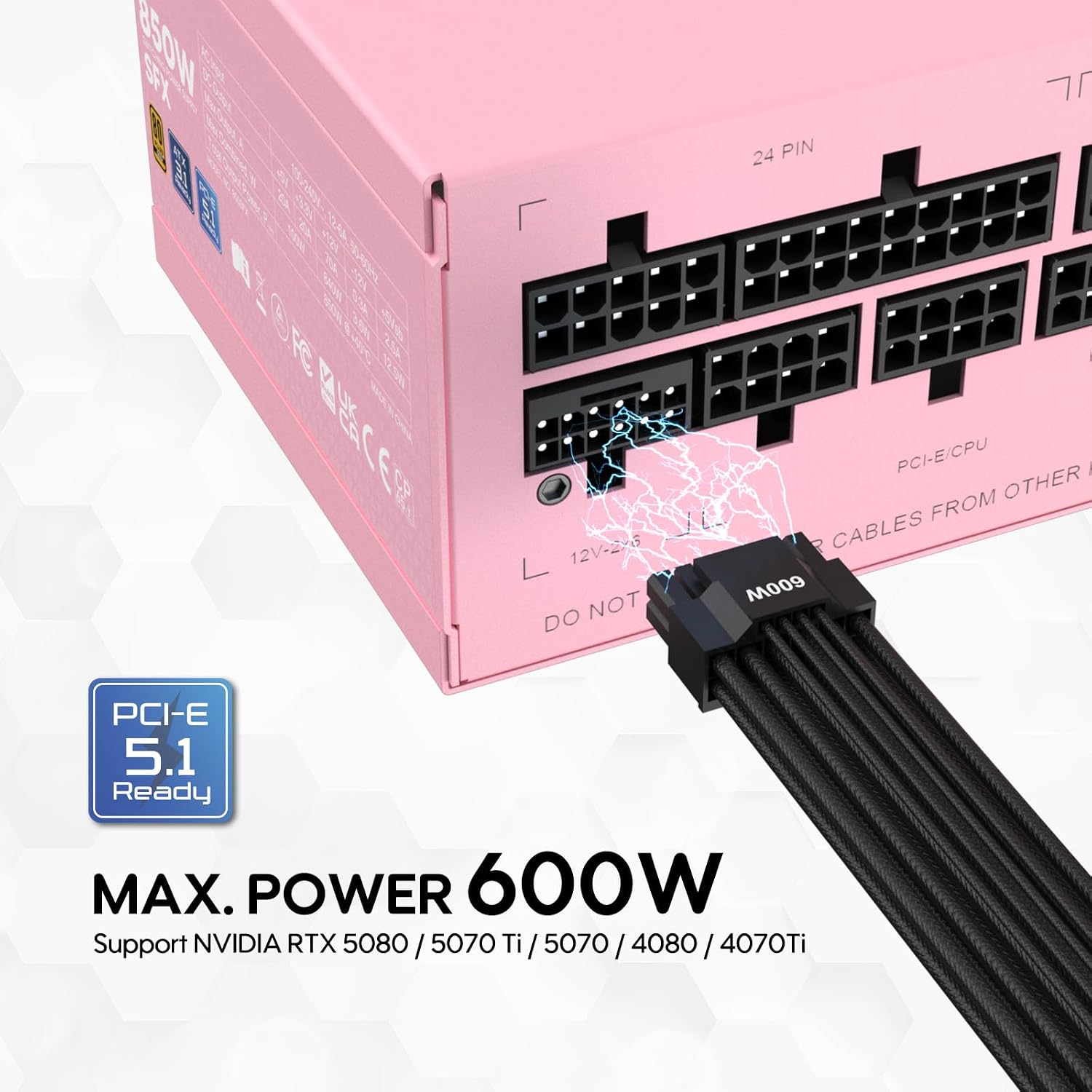 FUENTE DE PODER VETROO 850W ROSA SFX ATX 3.1 Y PCIE 5.1 - 2