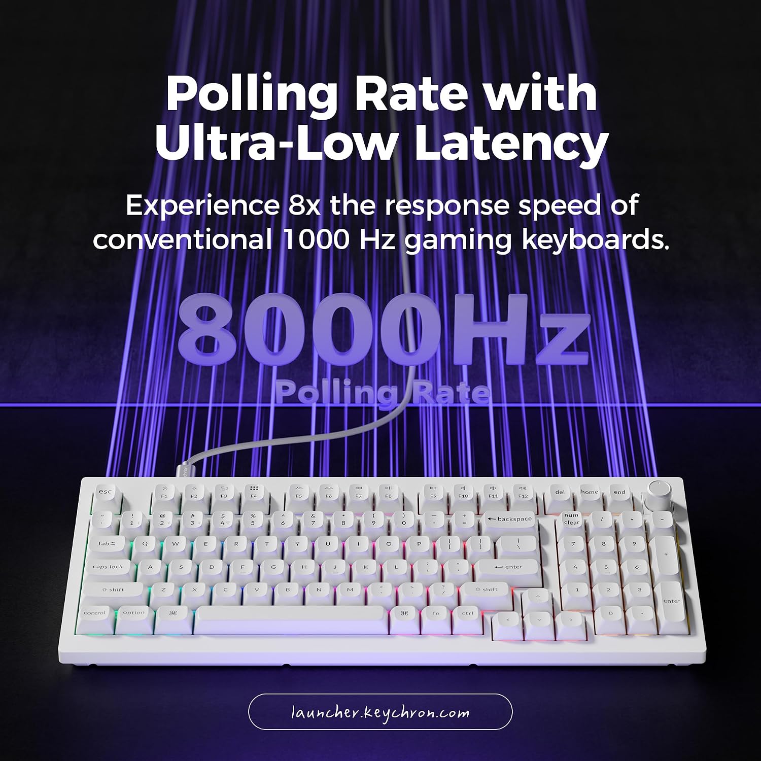 TECLADO MECÁNICO INALÁMBRICO KEYCHRON V5 ULTRA 96% RED SWITCH BLANCO - 5
