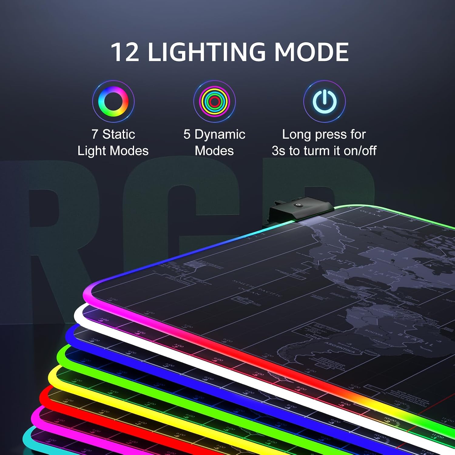 MOUSE PAD KTRIO RGB XXL MAPA MUNDIAL 80 X 40 CM - 2