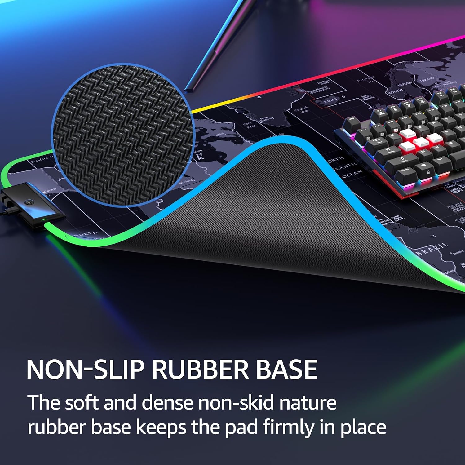 MOUSE PAD KTRIO RGB XXL MAPA MUNDIAL 80 X 40 CM - 4