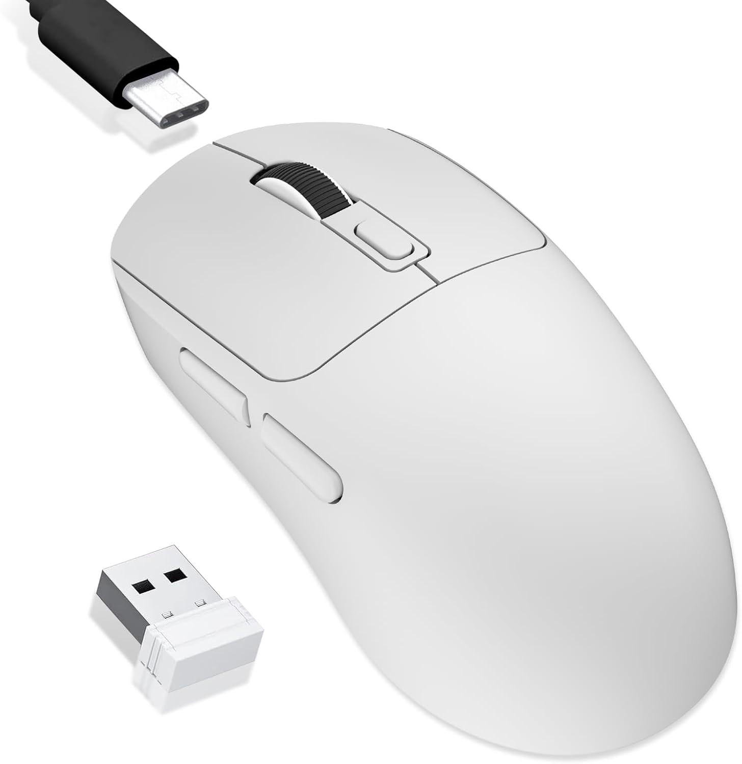 MOUSE GAMER MELOGAGA INALÁMBRICO BLUETOOTH/2.4G/USB-C 8 DPI BLANCO - 1