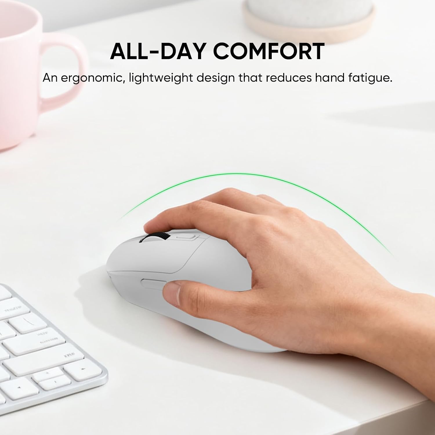 MOUSE GAMER MELOGAGA INALÁMBRICO BLUETOOTH/2.4G/USB-C 8 DPI BLANCO - 4