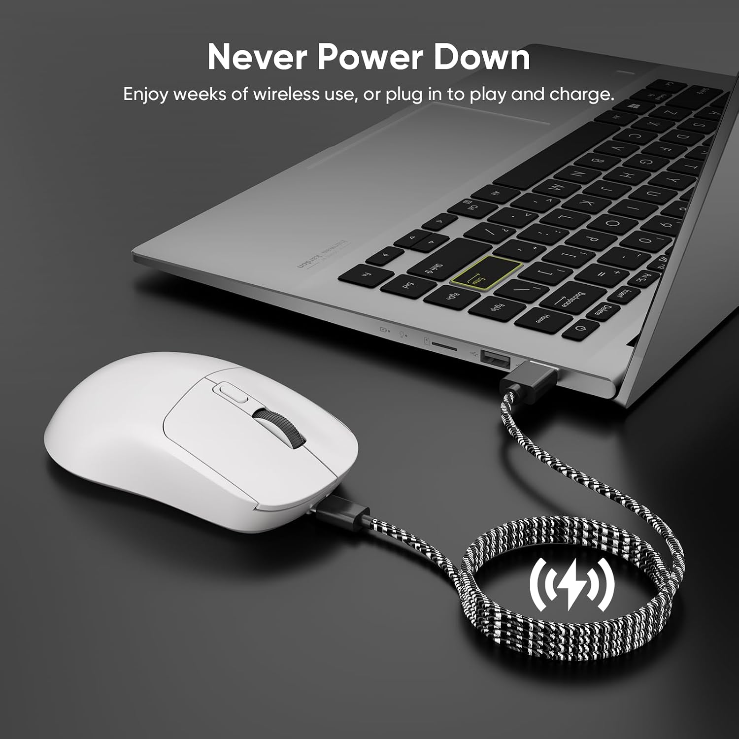 MOUSE GAMER MELOGAGA INALÁMBRICO BLUETOOTH/2.4G/USB-C 8 DPI BLANCO - 5