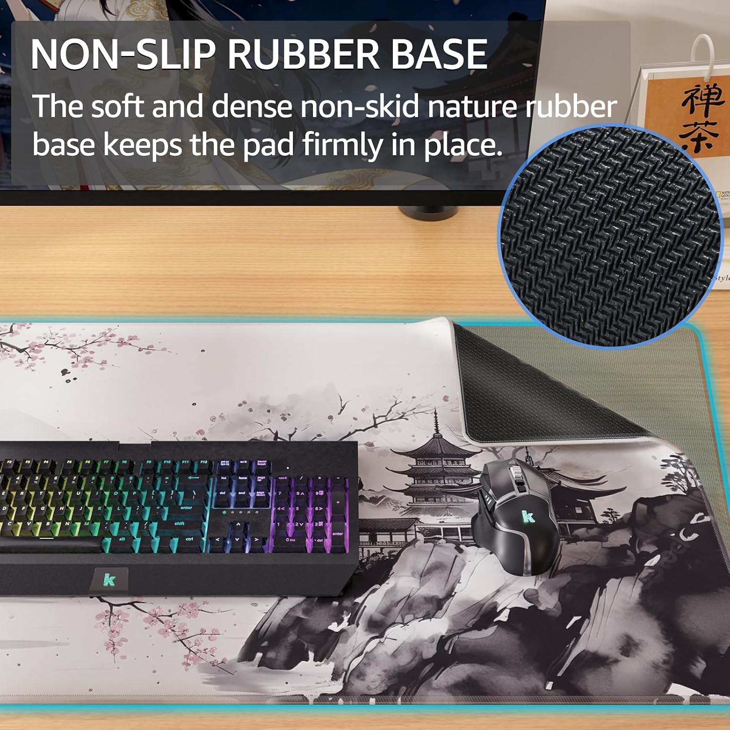 MOUSE PAD GRANDE PARA GAMING KTRIO ZEN SAKURA 80 X 40 CM XXL - 3