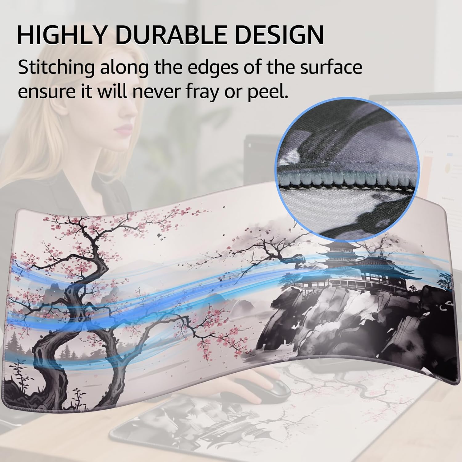 MOUSE PAD GRANDE PARA GAMING KTRIO ZEN SAKURA 80 X 40 CM XXL - 4