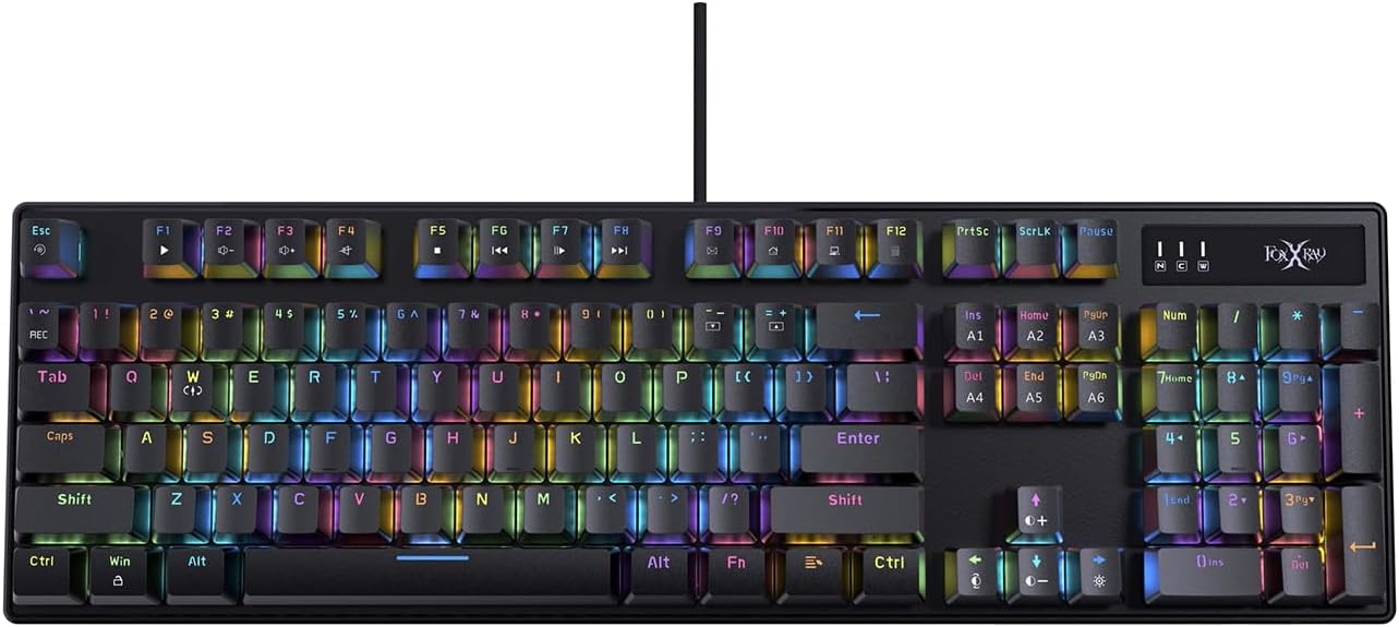 TECLADO MECÁNICO FOXXRAY HKM-88 FULL-SIZE PARA GAMING CON TECLAS PERSONALIZABLES Y RETROILUMINACIÓN RGB - 1