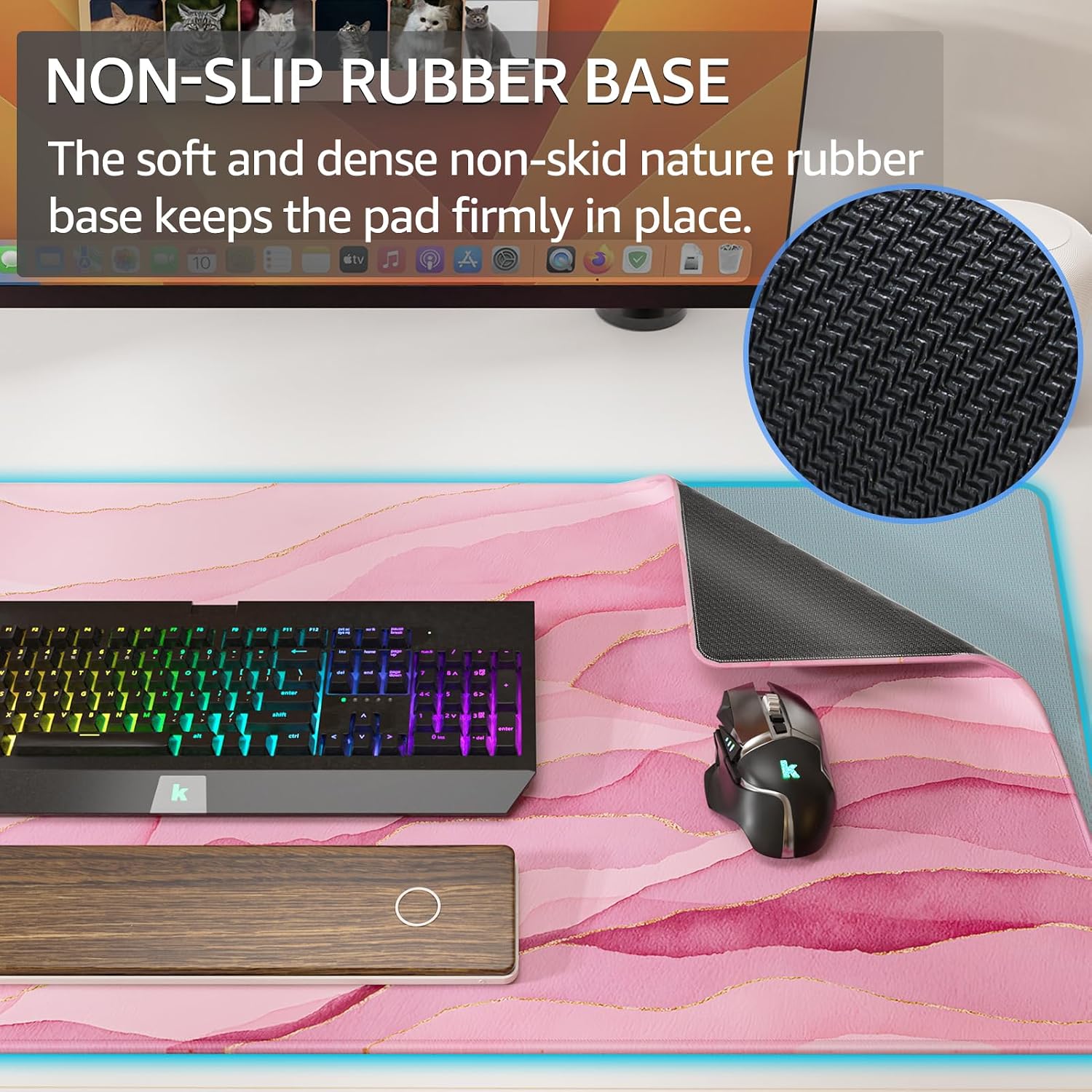 MOUSE PAD GRANDE PARA GAMING KTRIO XXL 80 X 40 CM ROSA GLOW - 3