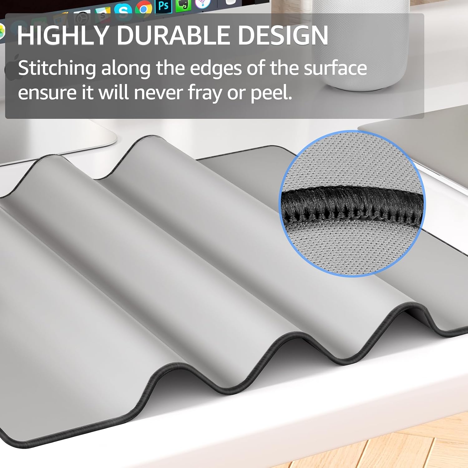 MOUSE PAD GRANDE PARA GAMING KTRIO XXL 80 X 40 CM GRIS PLATA - 3