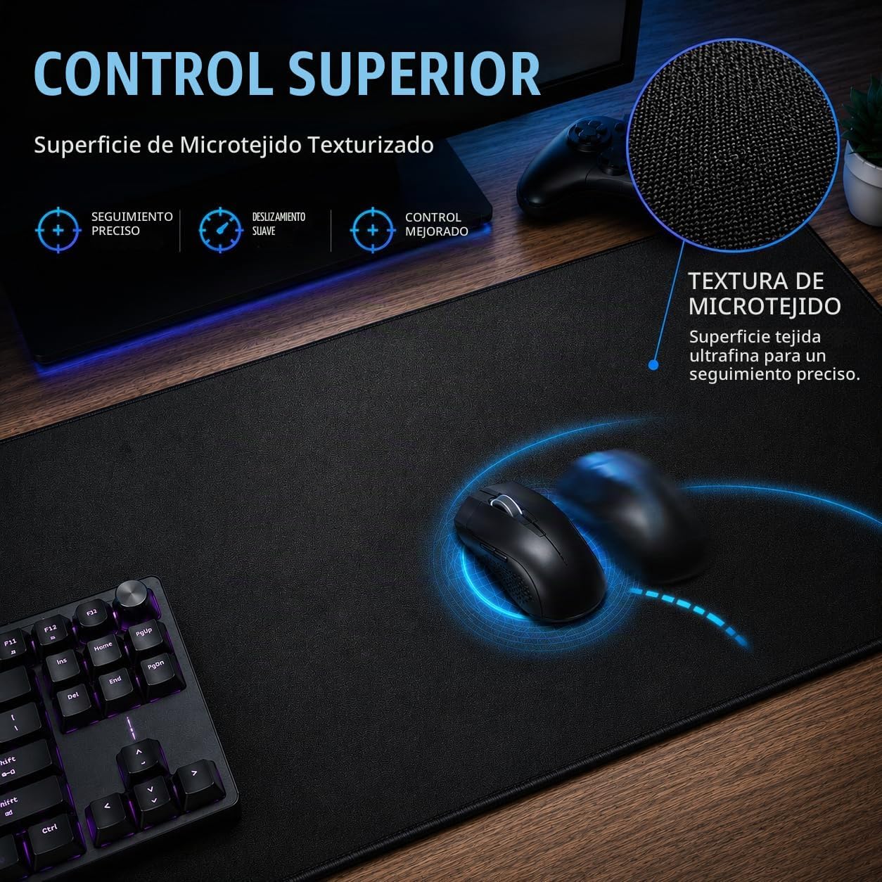 MOUSE PAD GAMER KTRIO XL 80 X 30 CM NEGRO - 2
